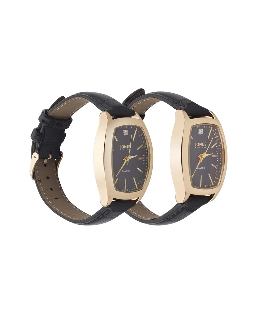Jones New York Men and Women's Analog Croc Polyurethane Leather Strap His Hers Watch 35mm