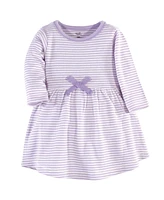 Touched by Nature Toddler Girls Organic Cotton Long-Sleeve Dresses 2pk, Purple Garden