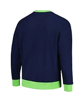Men's Tommy Hilfiger College Navy, Neon Green Seattle Seahawks Reese Raglan Tri-Blend Pullover Sweatshirt
