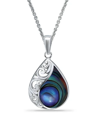 Macy's Abalone Inlay Teardrop Filigree Pendant Necklace