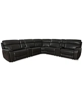 Closeout! Hutchenson 132.5" 7-Pc. Zero Gravity Leather Sectional with 2 Power Recliners and 2 Consoles, Created for Macy's