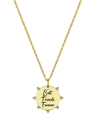 Unwritten 14K Gold Plated and Crystal Best Friends Forever Pendant Necklace