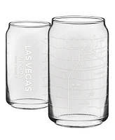 Narbo The Can Las Vegas Map 16 oz Everyday Glassware, Set of 2