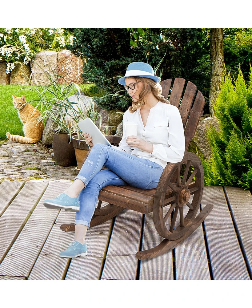 Outsunny Adirondack Rocking Chair with Slatted Design,