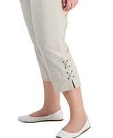 Jm Collection Plus Size Side Lace-Up Capri Pants, Created for Macy's