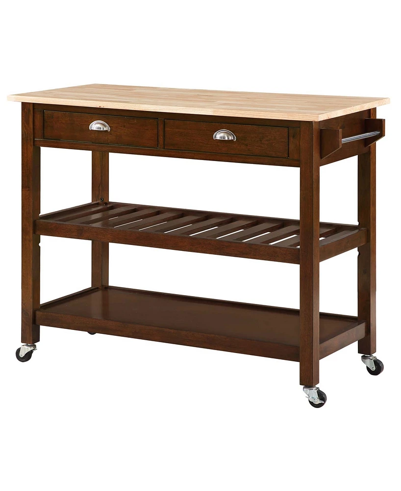 Convenience Concepts American Heritage 45" Wood 3 Tier Butcher Block Kitchen Cart