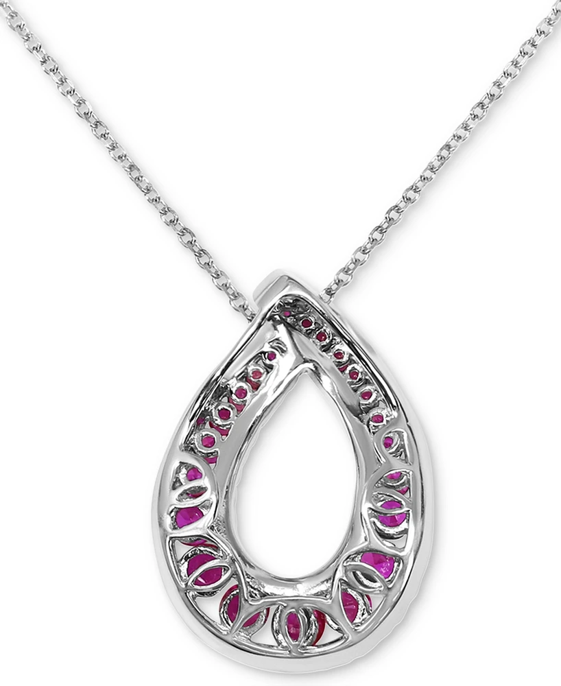 Lab-Grown Ruby (1-1/2 ct. t.w.) & Cubic Zirconia Loop 18" Pendant Necklace in Sterling Silver