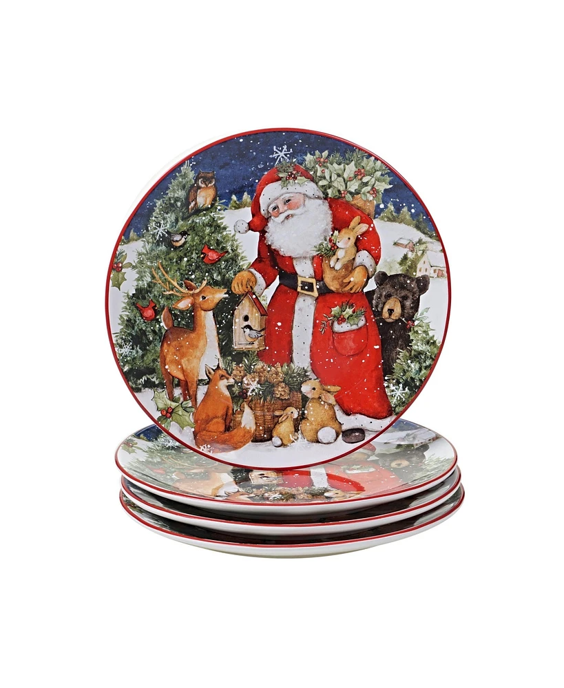 Certified International Magic of Christmas Santa 4 Piece Dinner Plate