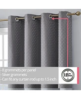 Hlc.me Siena Pattern 100% Complete Blackout Thermal Insulated Double Layer Window Curtain Grommet Panels for Living Room & Bedroom