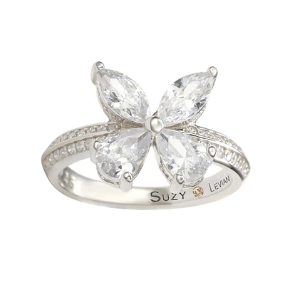 Suzy Levian Sterling Silver Cubic Zirconia Butterfly Ring