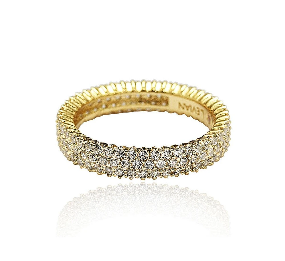 Suzy Levian Sterling Silver Micro-Pave White Cubic Zirconia Eternity Band Ring