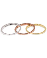 Adornia Tri-Tone 3-Pc. Set Half Eternity Band Rings