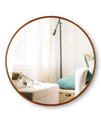 Aquaterior 24" Round Wall Mirror Wooden Frame Farmhouse Hanging Bathroom Decor