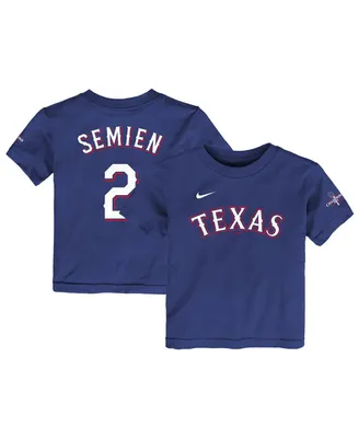 Toddler Boys and Girls Nike Marcus Semien Royal Texas Rangers 2023 World Series Champions Name and Number T-shirt
