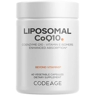 Codeage Liposomal CoQ10 Supplement - 125 mg Coenzyme with Vitamin E Isomers Tocopherols - 2-Month Supply - 1 Capsule Per Serving