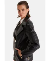 Furniq Uk Women's Genuine Leather Jacket,Nappa Black