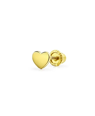 Bling Jewelry Tiny Minimalist14K Gold Helix Cartilage Ear Lobe Piercing Daith Solid Heart 1 Piece Stud Earring Screw back