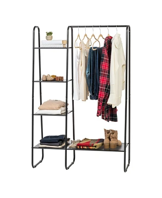 Iris Usa Clothes Rack with 4 Metal Shelves, Freestanding Clothing Racks for Hanging Clothes, Easy to Assemble, Standing Metal Sturdy Garment and Acces