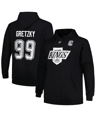 Men's Profile Wayne Gretzky Black Los Angeles Kings Big and Tall Name Number Pullover Hoodie