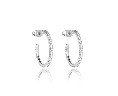 Silver Cubic Zirconia Hoop Earrings