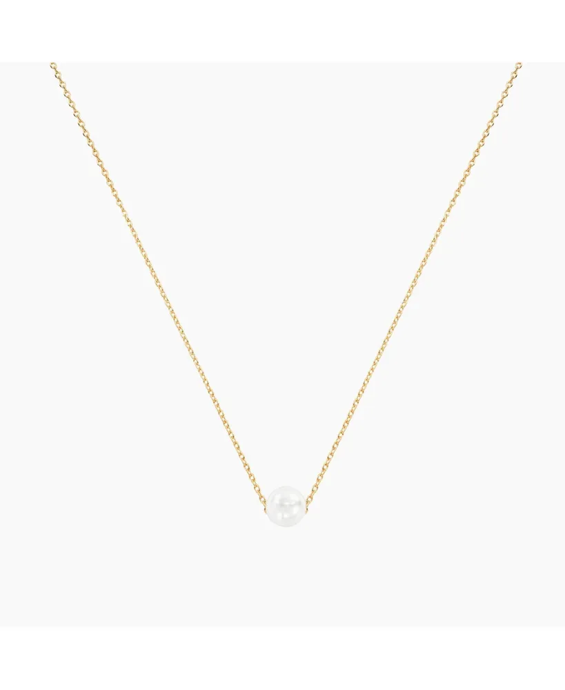 Sterling Silver 18k Gold Plated Abby Single Cultured Pearl Necklace – Lovely Gift Idea, Effortless Elegance