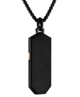 Bulova Black & Rose Gold-Tone Ip Stainless Steel Diamond-Accent Cross 26" Pendant Necklace
