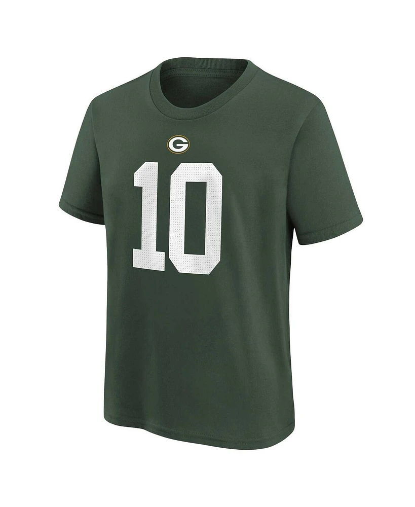Big Boys Nike Jordan Love Green Bay Packers Player Name and Number T-shirt