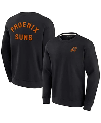 Men's and Women's Fanatics Signature Black Phoenix Suns Super Soft Fleece Oversize Arch Crew Pullover Sweatshirt