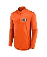 Men's Fanatics Orange Philadelphia Flyers Mock Neck Quarter-Zip Top