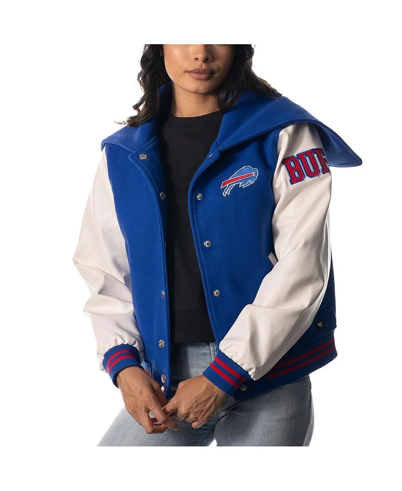 Women's The Wild Collective Royal Buffalo Bills Sailor Full-Snap Hooded Varsity Jacket