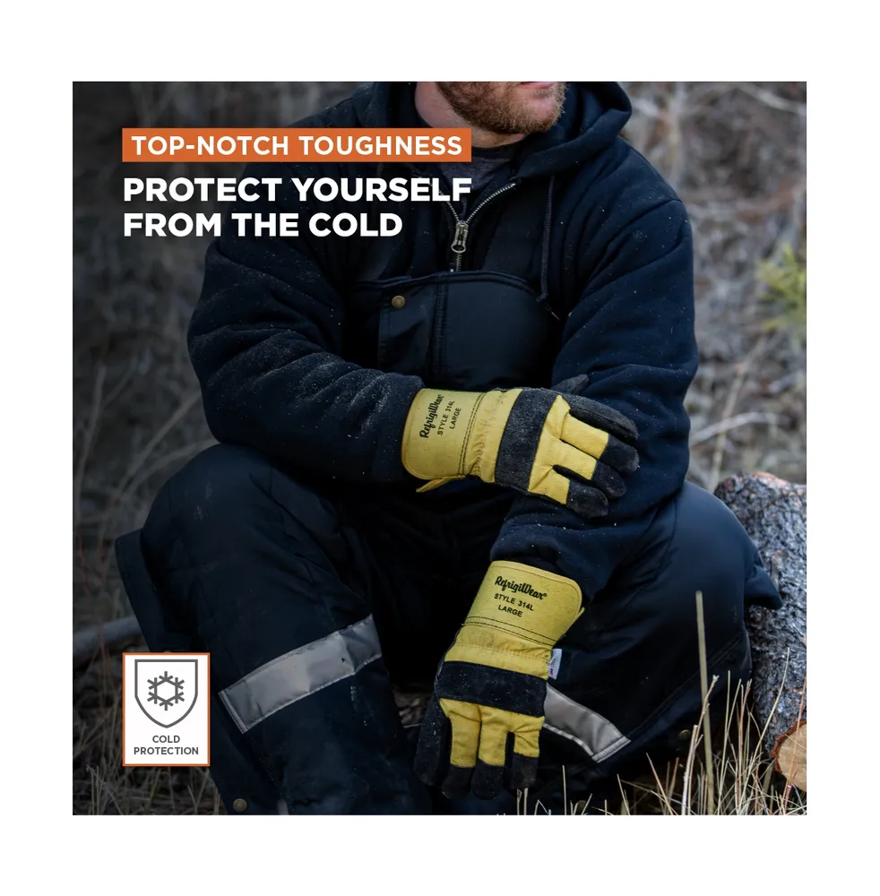 RefrigiWear Men's Men s Canvas Insulated Leather Work Gloves