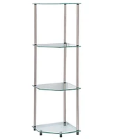 Convenience Concepts 13.75" Glass Designs2Go Classic 4 Tier Corner Shelf