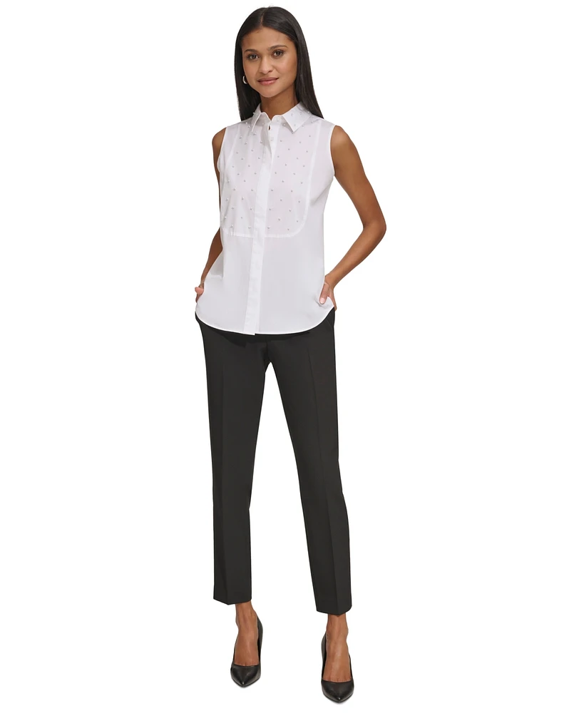Karl Lagerfeld Paris Women's Embellished Bib Shirt