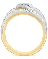 Effy Diamond Baguette & Round Wide Statement Ring (3/8 ct. t.w.) in 14k Two-Tone Gold