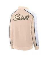 Women's Fanatics Tan New Orleans Saints Lounge Full-Snap Varsity Jacket
