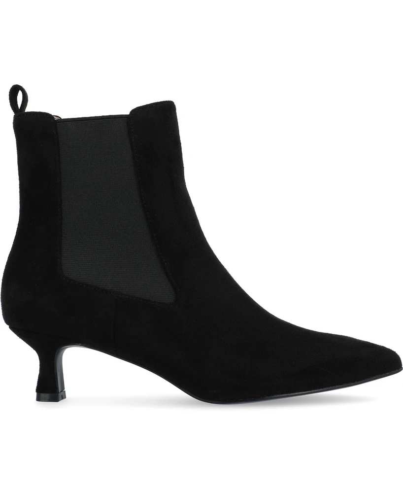 Journee Collection Women's Tenlee Wide Width Pointed Toe Kitten Heel Dress Booties
