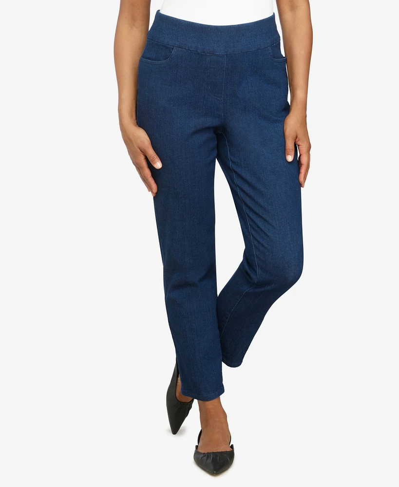 Alfred Dunner Women's Super Stretch Mid- Rise Average Length Denim Pant
