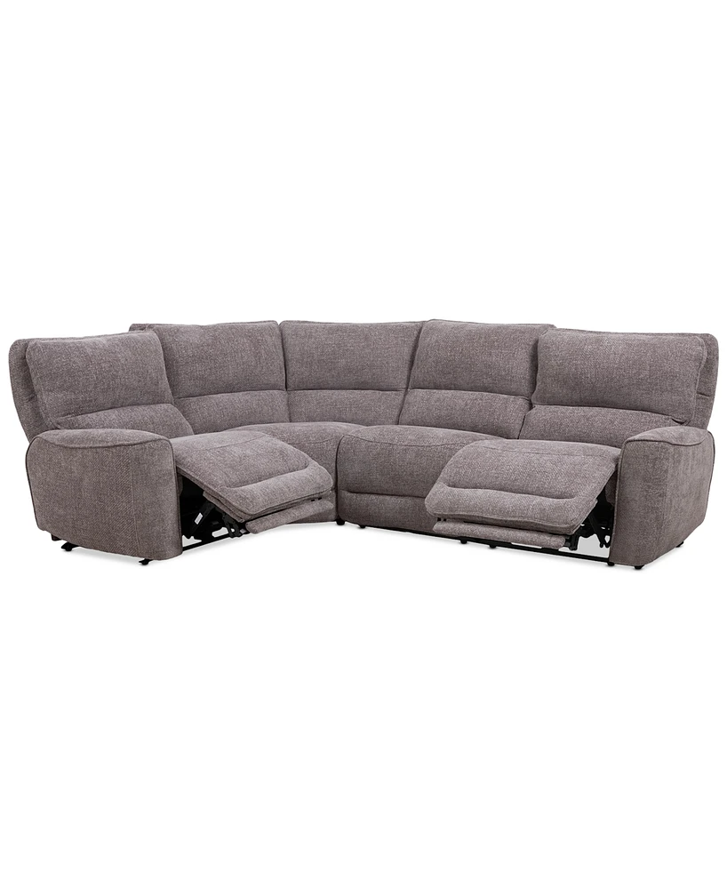 Closeout! Deklyn 116" 4-Pc. Zero Gravity Fabric Sectional with 2 Power Recliners, Created for Macy's