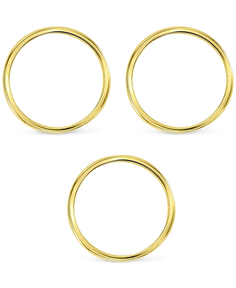 3-Pc. Set Enamel & Polished Stack Rings 14k Gold-Plated Sterling Silver