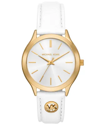 Michael Kors Women's Slim Runway Three-Hand Leather Watch 38mm