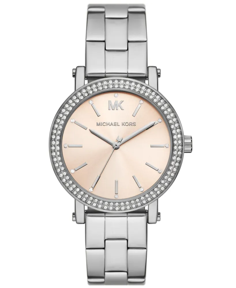 Michael Kors Women's Corey Three-Hand Silver-Tone Stainless Steel Watch 38mm
