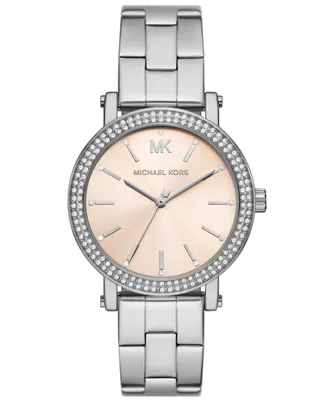 Michael Kors Women's Corey Three-Hand Silver-Tone Stainless Steel Watch 38mm