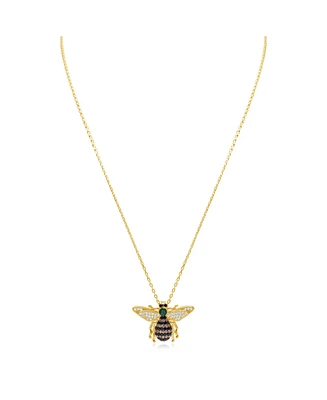Suzy Levian Sterling Silver Cubic Zirconia Bumble Bee Pendant Necklace
