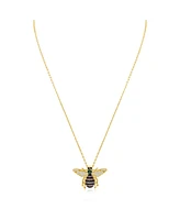 Suzy Levian Sterling Silver Cubic Zirconia Bumble Bee Pendant Necklace