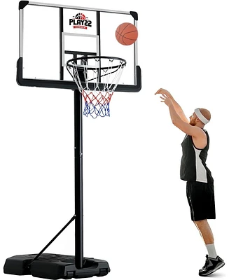 Portable Basketball Hoop 10 ft Adjustable - 44in Shatterproof Backboard - Basketball Goal System 8-10 ft Adjustable Basketball Hoop