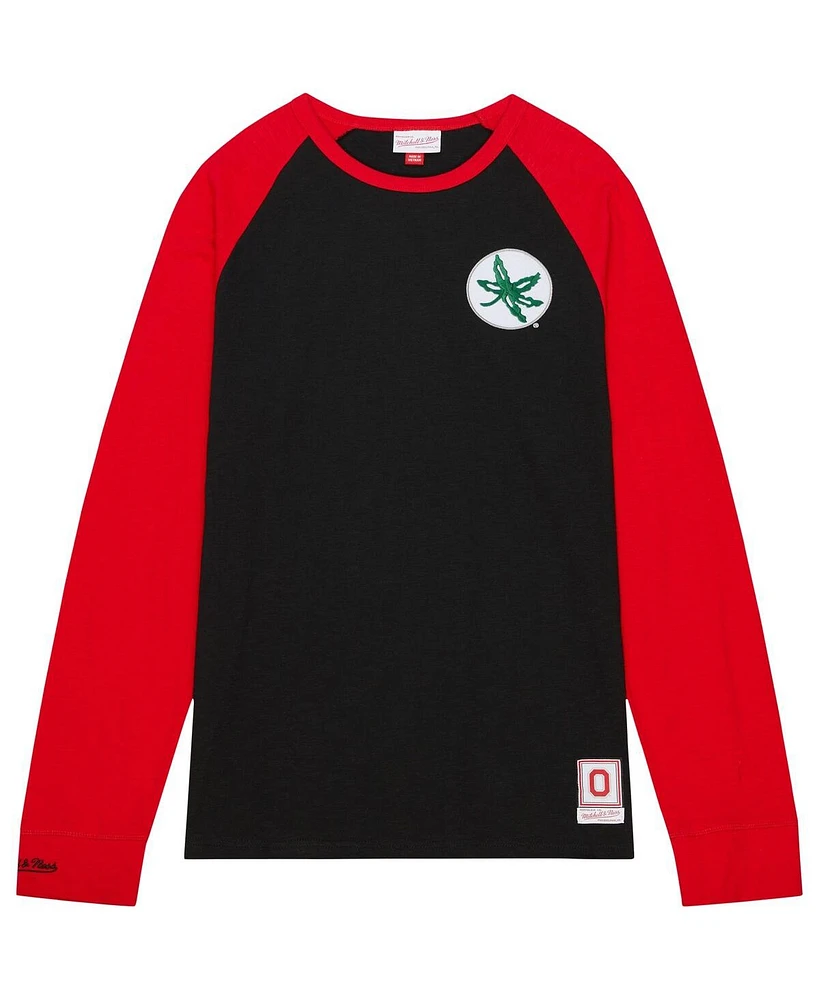 Men's Mitchell & Ness Black Ohio State Buckeyes Legendary Slub Raglan Long Sleeve T-shirt