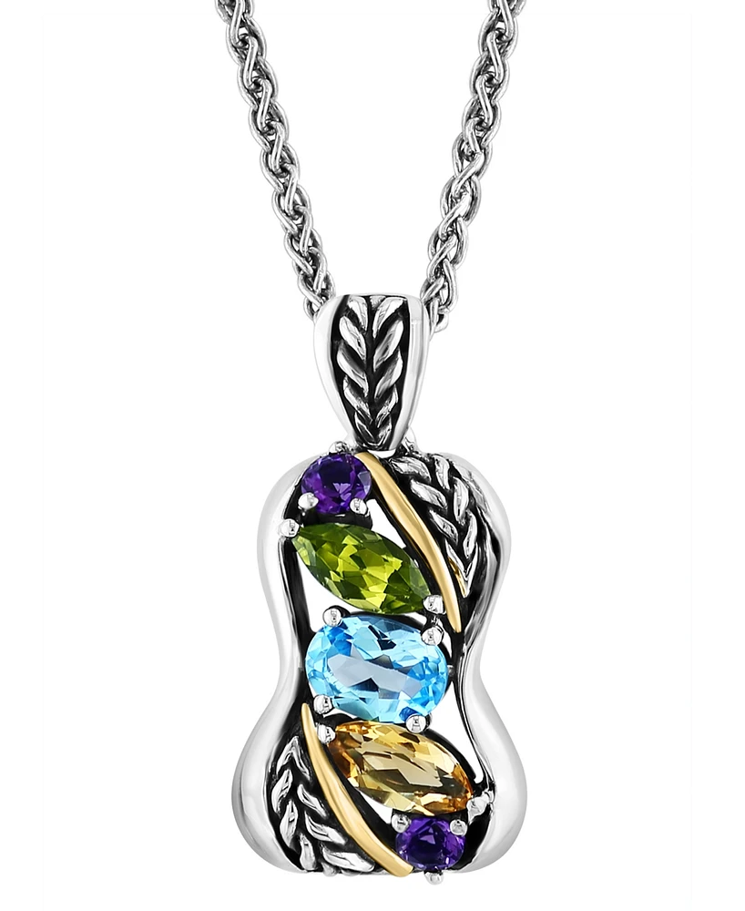 Effy Multi-Gemstone 18" Pendant Necklace (2-5/8 ct. t.w.) in Sterling Silver & 18k Gold-Plate