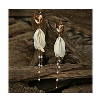 Sohi Women's White Chain Drop Earrings