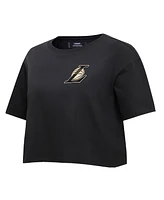 Women's Pro Standard Black Los Angeles Lakers Holiday Glam Boxy T-shirt