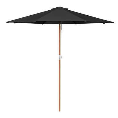 Yescom 9FT Wooden Patio Umbrella UV30+ for Beach Pool Wedding Party Table Market Garden Yard Hotel Deck Cafe Black